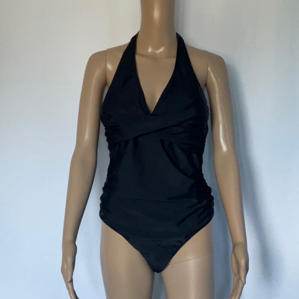 Black Halter One-Piece Swimsuit Womens‎ Size L